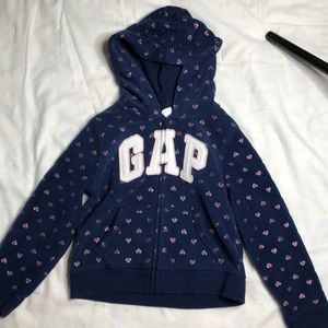 Gap 5t girls hoodie with zipper and little hearts